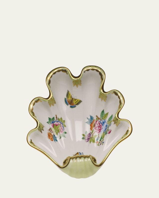 Queen Victoria Green Large Shell Dish